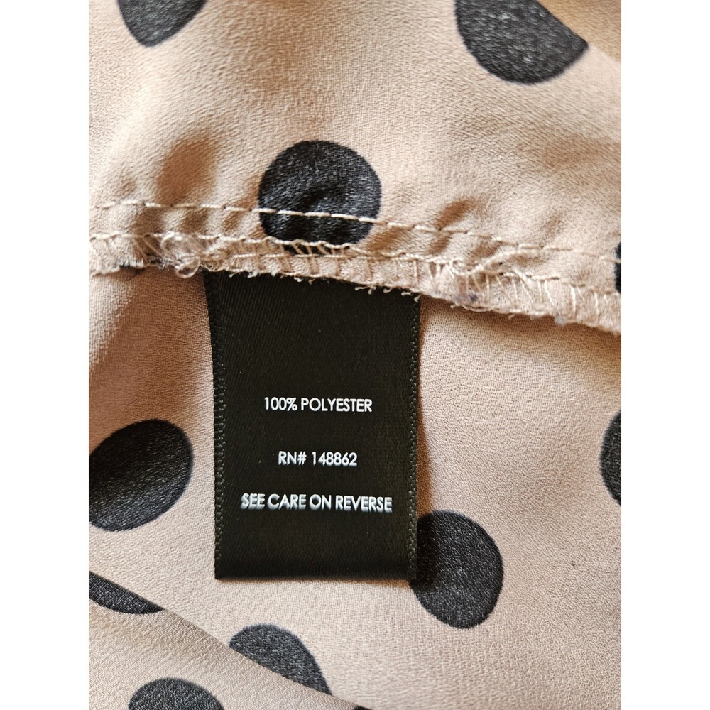 Torrid Georgette Pink Black Polka Dots 3/4 Peasant Sleeves Blouse, Plus 6X - Picture 5 of 6